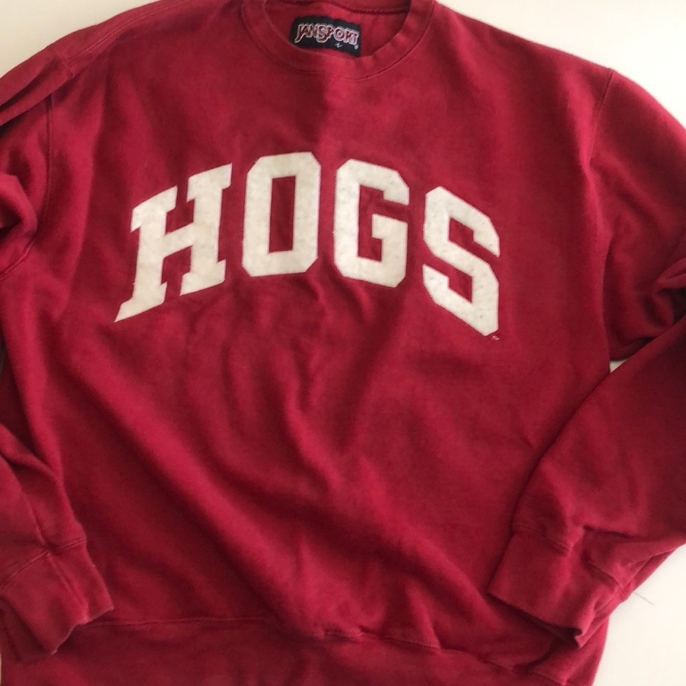 Jansport Arkansas Razorbacks red sweatshirt.